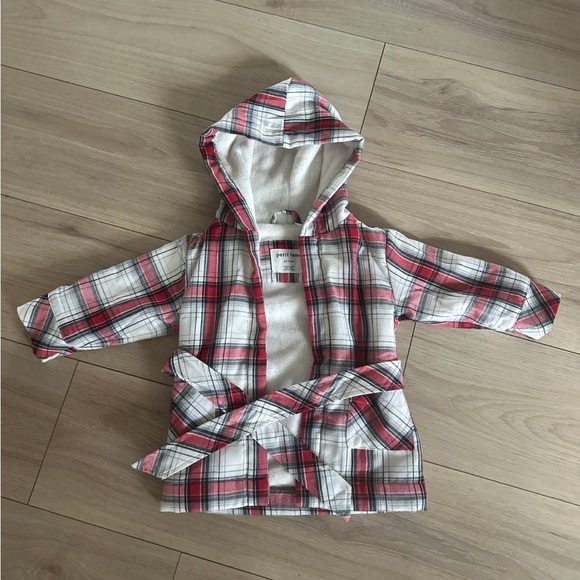 Petit Lem Other - Petit Lem Red and White Plaid Kids Pajama Robe